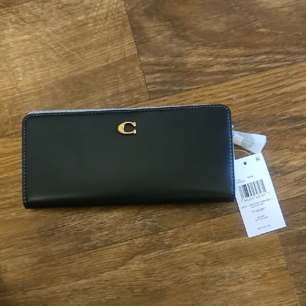 Coach Black Wallet with Gold Accent